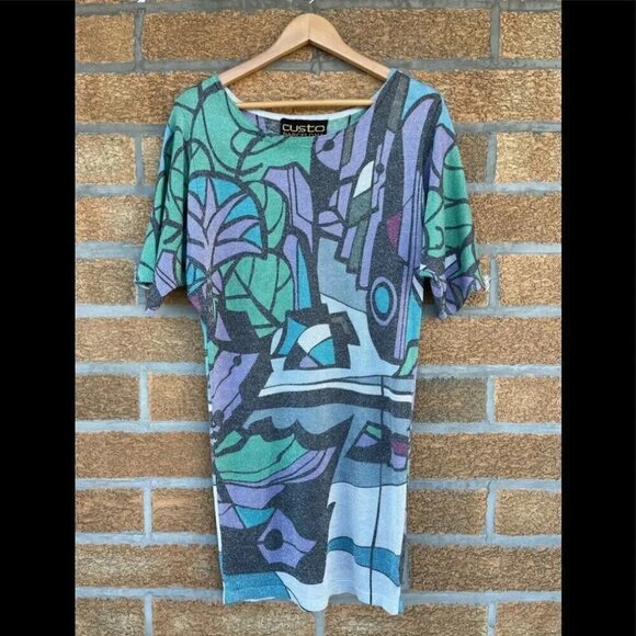 Custo Barcelona Sparkly Mosaic Knit Dress medium - Picture 1 of 8